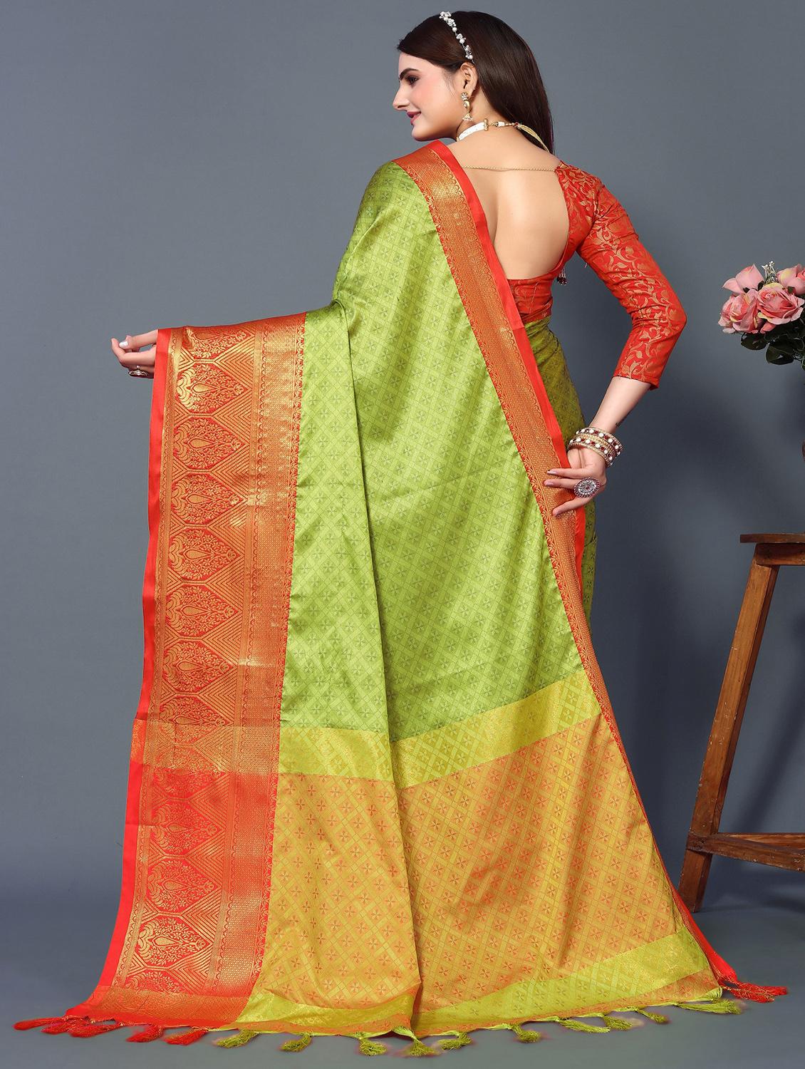 women's self design neo mint colored saree with blouse - 20473894 - Standard Image - 1