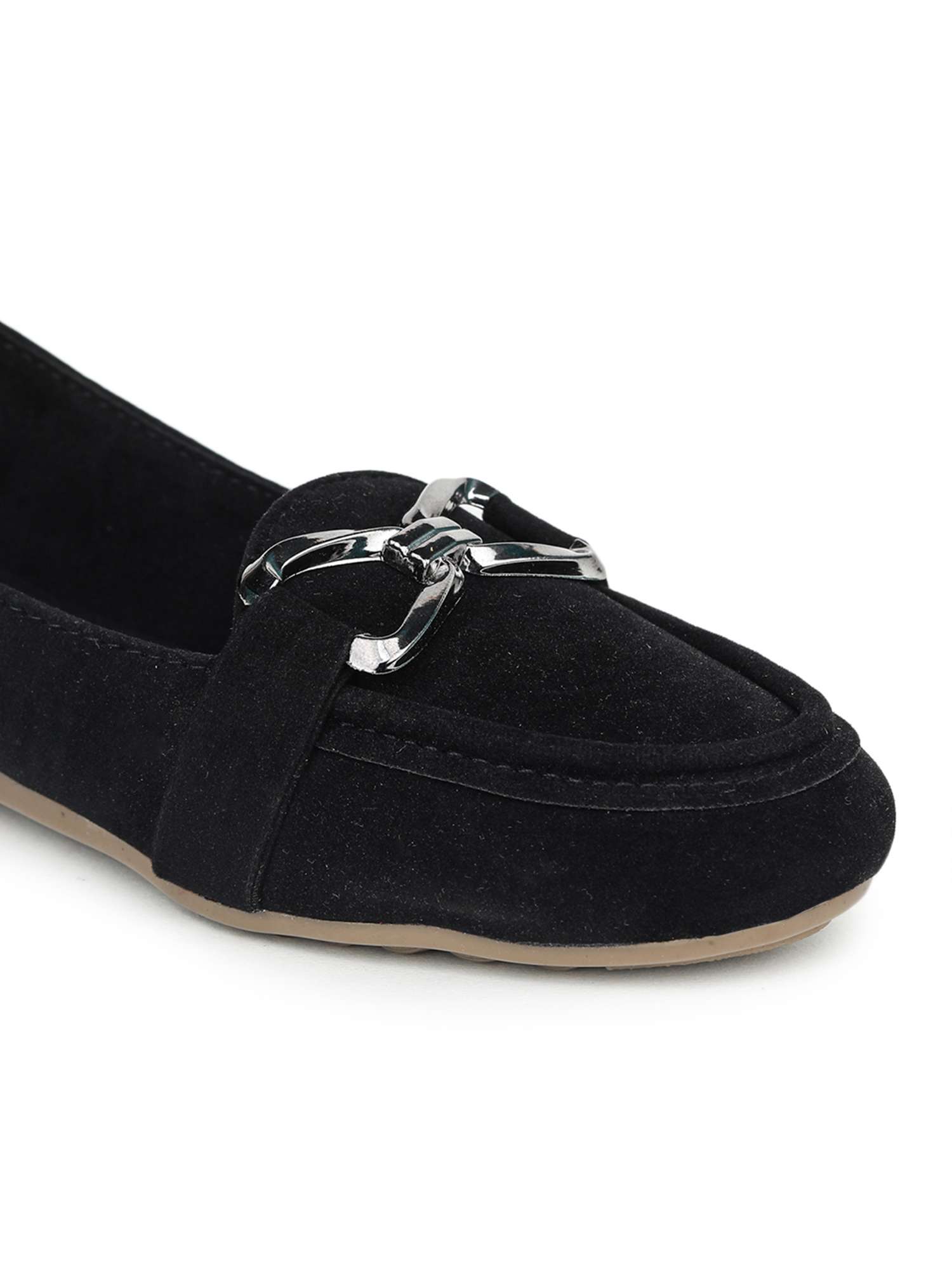 women solid black slip on ballerina - 20473972 -  Standard Image - 4