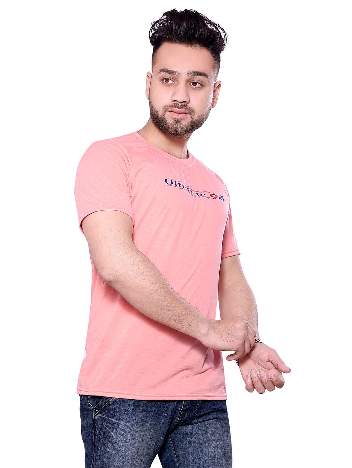 men peach cotton regular t-shirt - 20474104 - Standard Image - 1