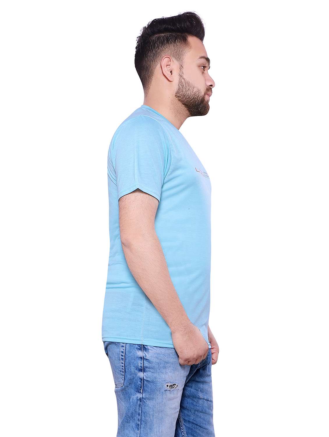 men blue cotton regular t-shirt - 20474110 -  Standard Image - 1