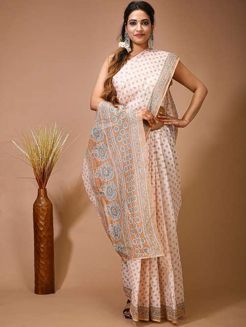 women's floral off white colored saree with blouse - 20474317 -  Standard Image - 0