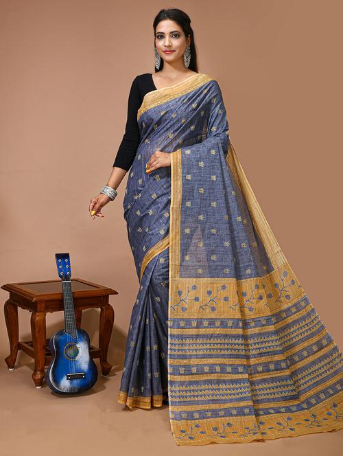 women's printed navy blue colored saree - 20474322 -  Standard Image - 0
