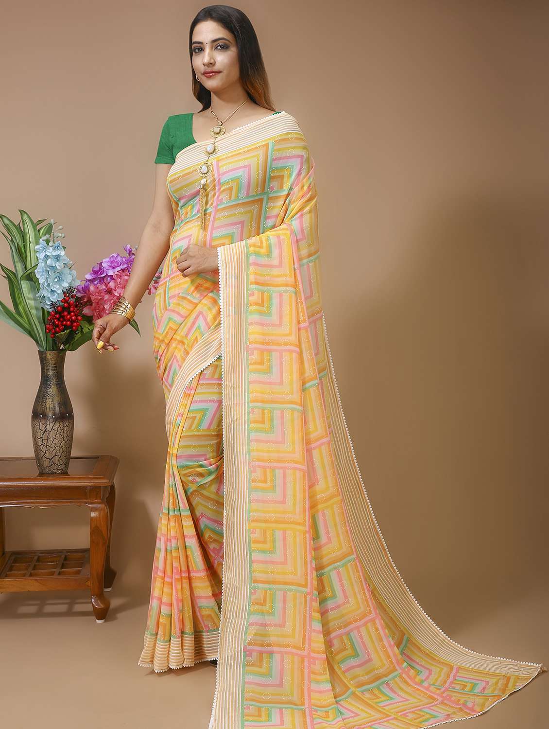 women's printed multi colored saree with blouse - 20474345 -  Zoom Image - 0