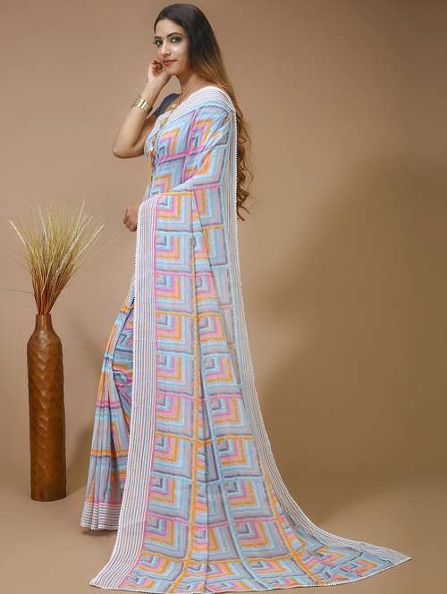 women's geometric multi colored saree with blouse - 20474347 -  Standard Image - 0