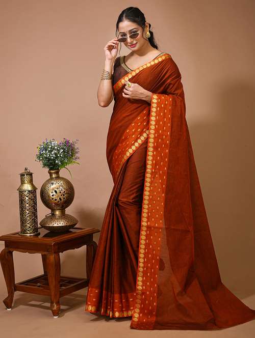 women's bordered orange colored saree - 20474353 - Standard Image - 0