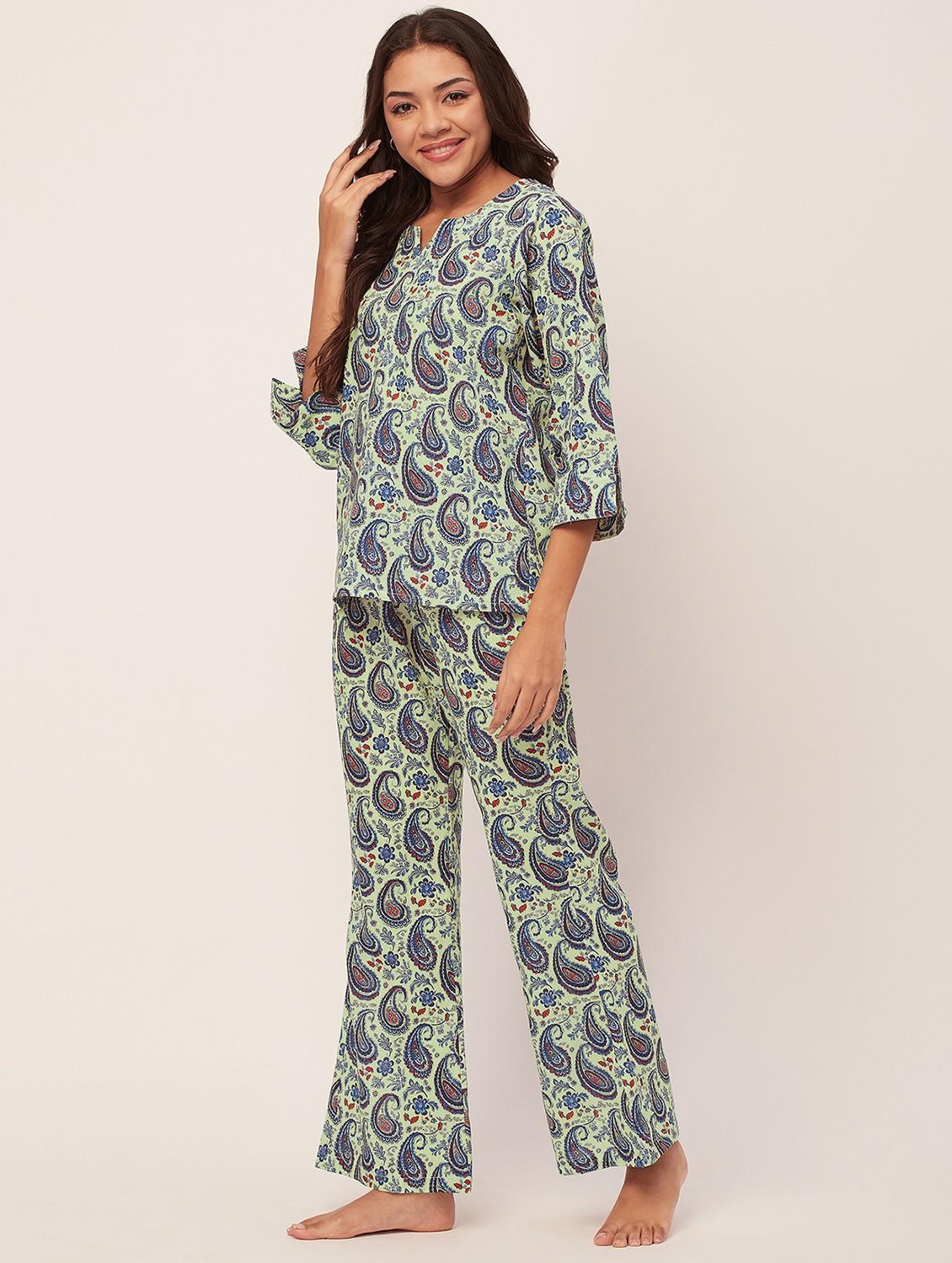 neo mint paisley pyjama nightwear set - 20475907 - Standard Image - 1