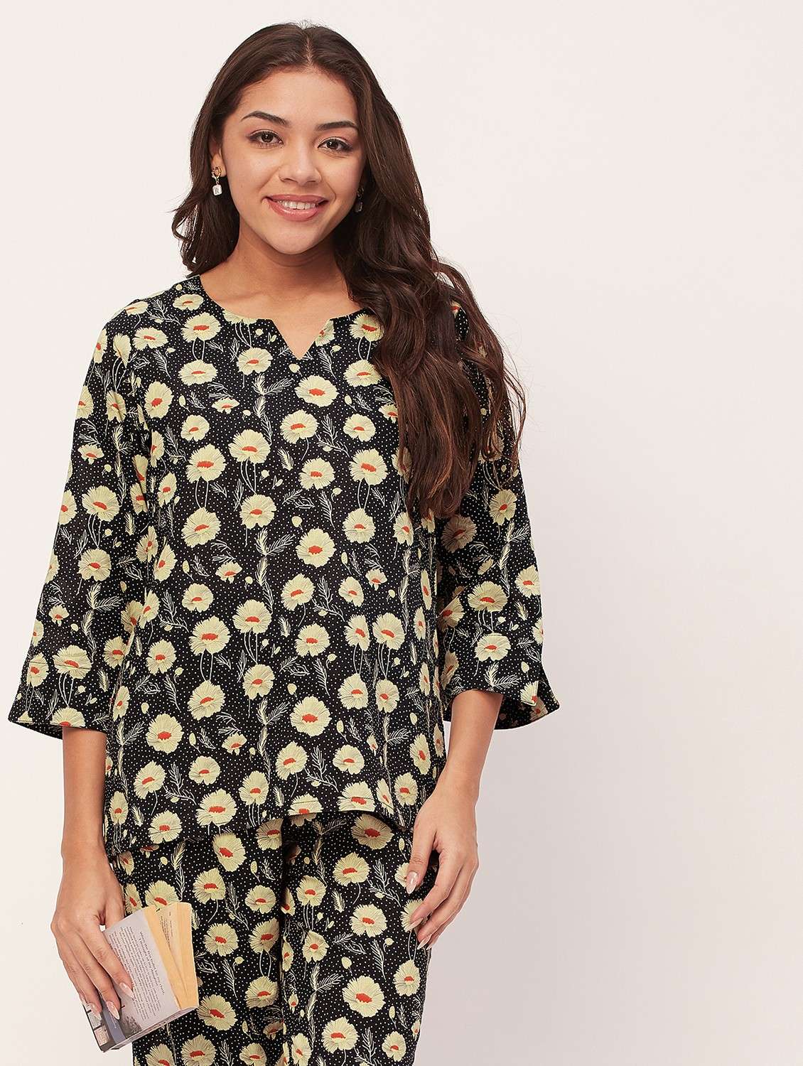 black floral pyjama nightwear set - 20475908 -  Standard Image - 4