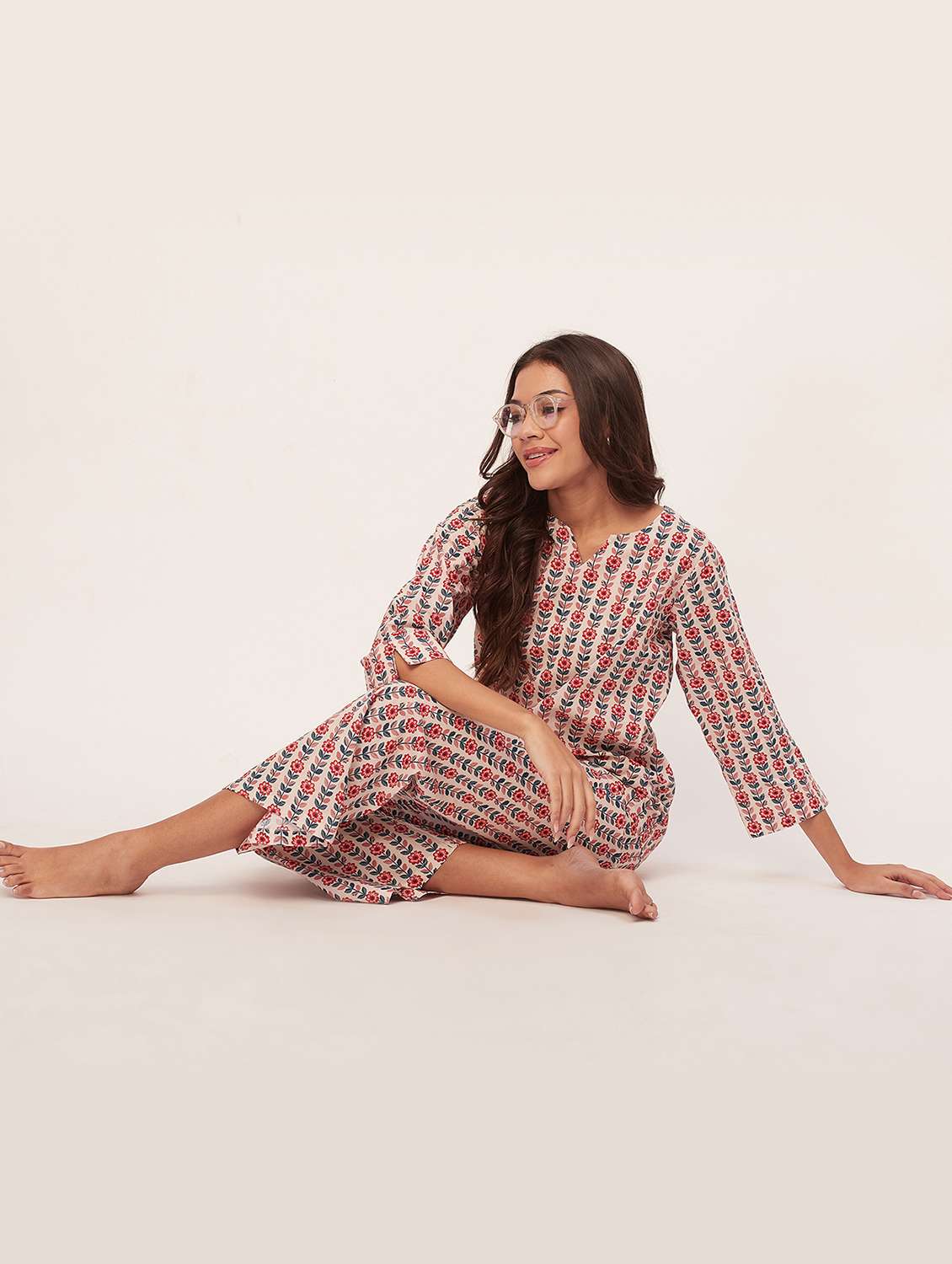 cream floral pyjama nightwear set - 20475912 -  Standard Image - 4
