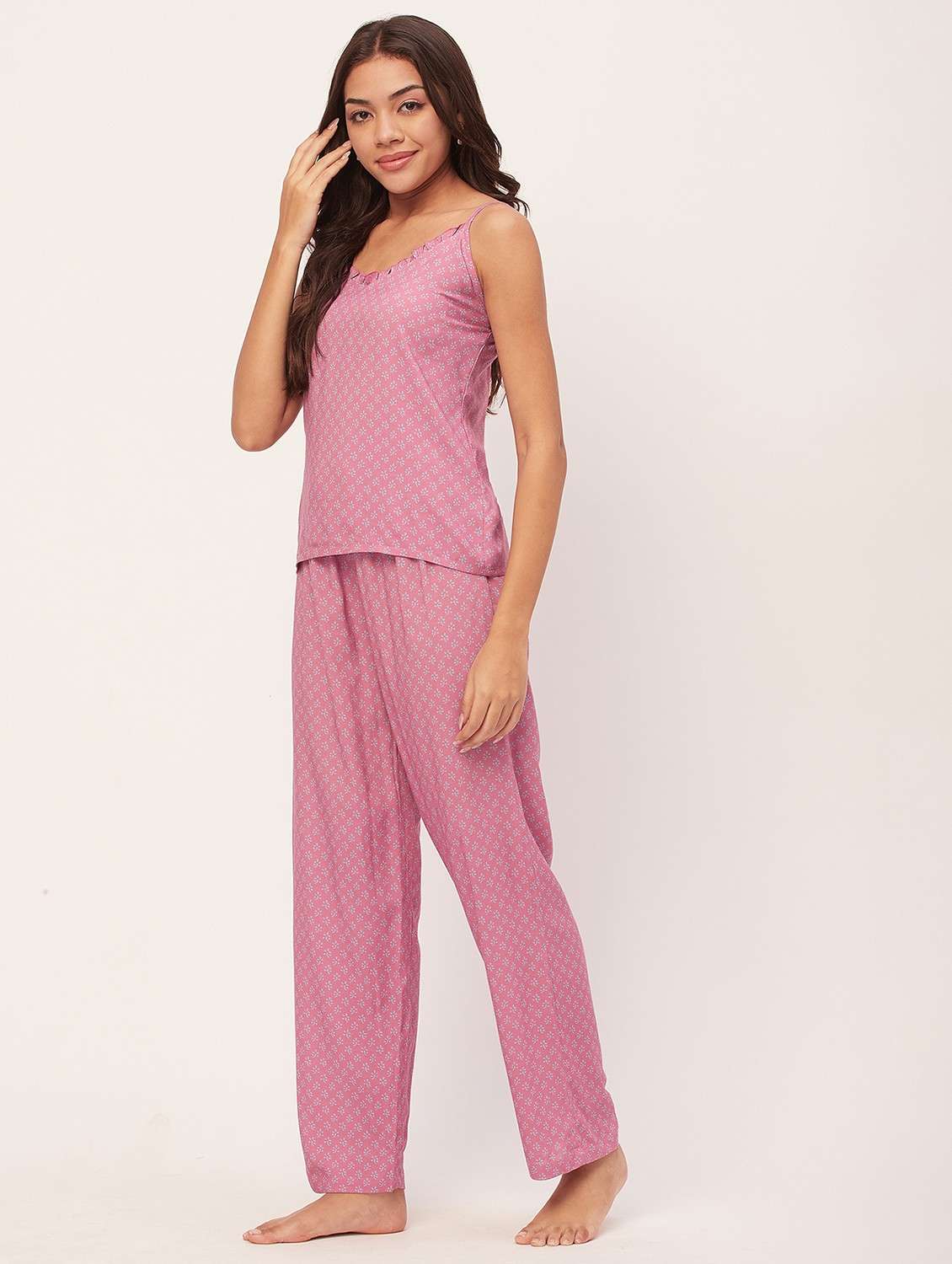 pink printed pyjama nightwear set