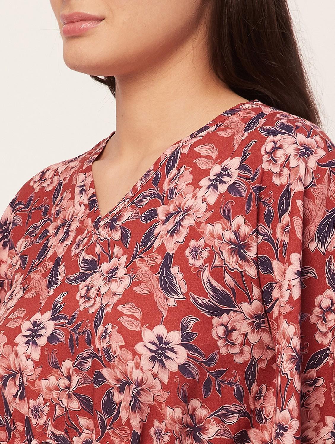 rust floral shorts nightwear set - 20475926 - Standard Image - 4