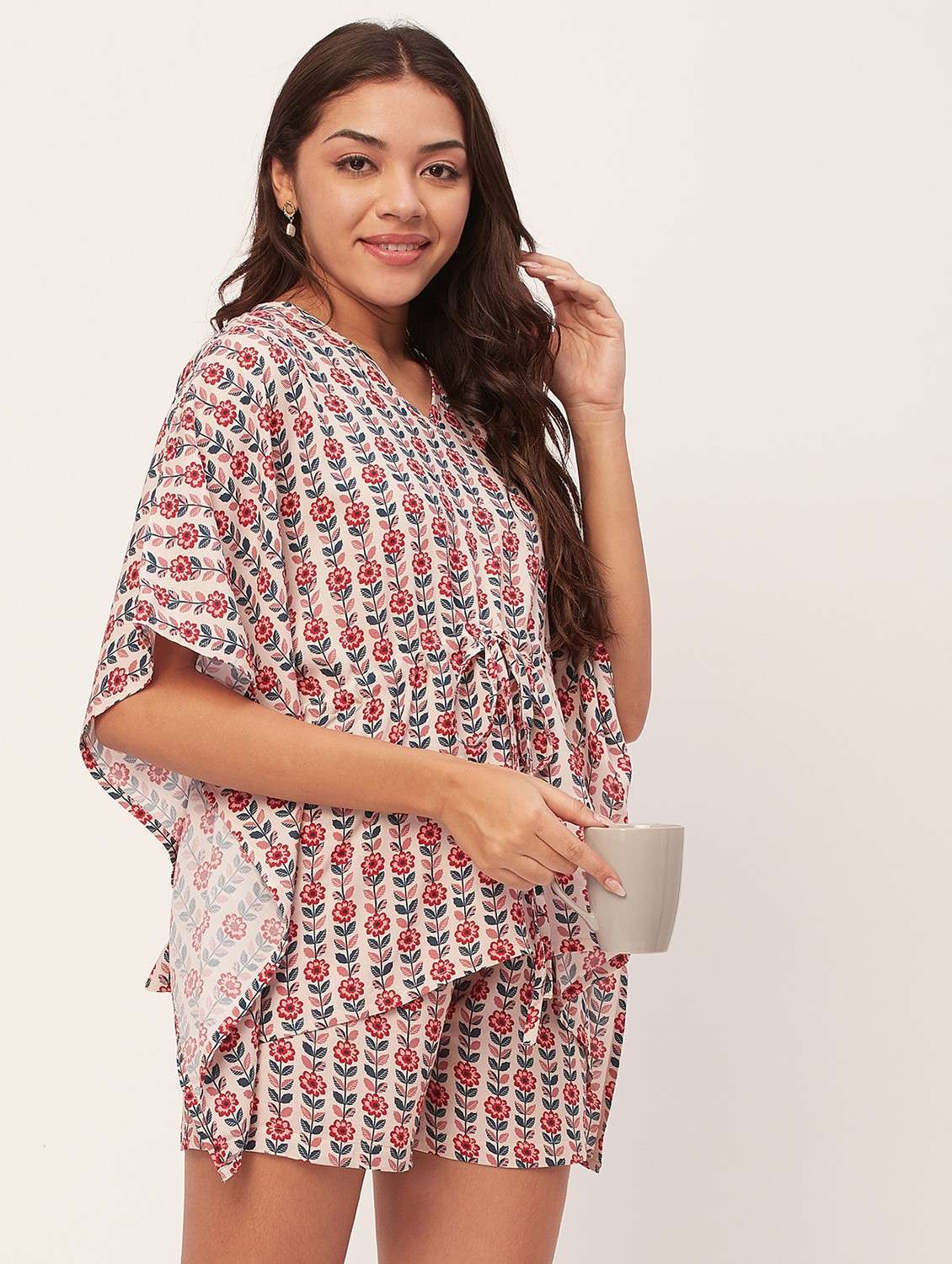 pink floral shorts nightwear set - 20475928 -  Standard Image - 1