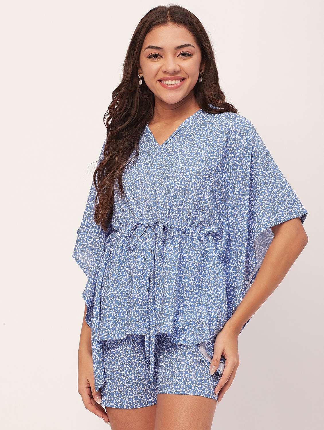 purist blue floral shorts nightwear set