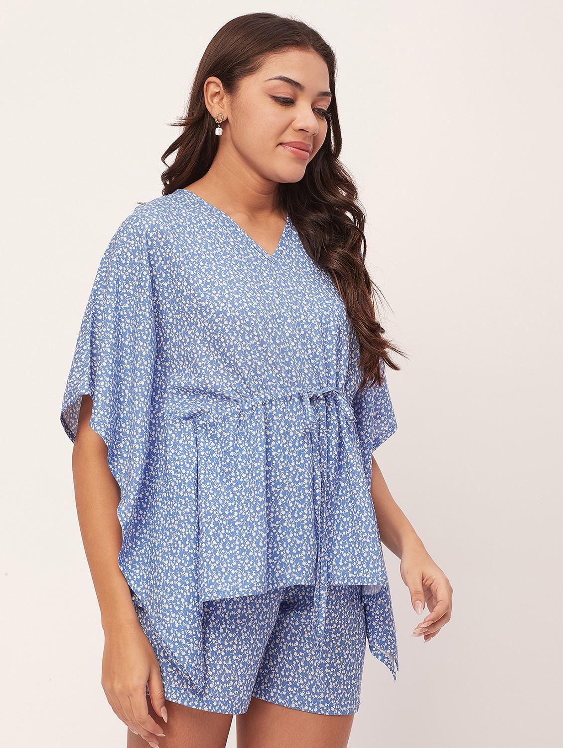 purist blue floral shorts nightwear set - 20475929 - Standard Image - 1