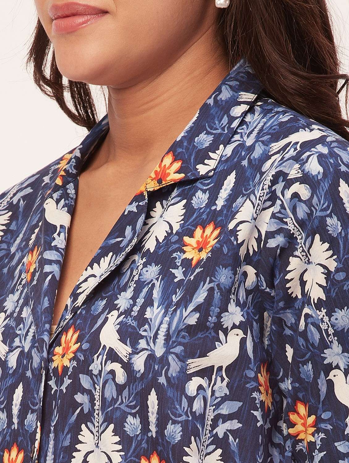 navy blue floral shorts nightwear set - 20475936 -  Standard Image - 4