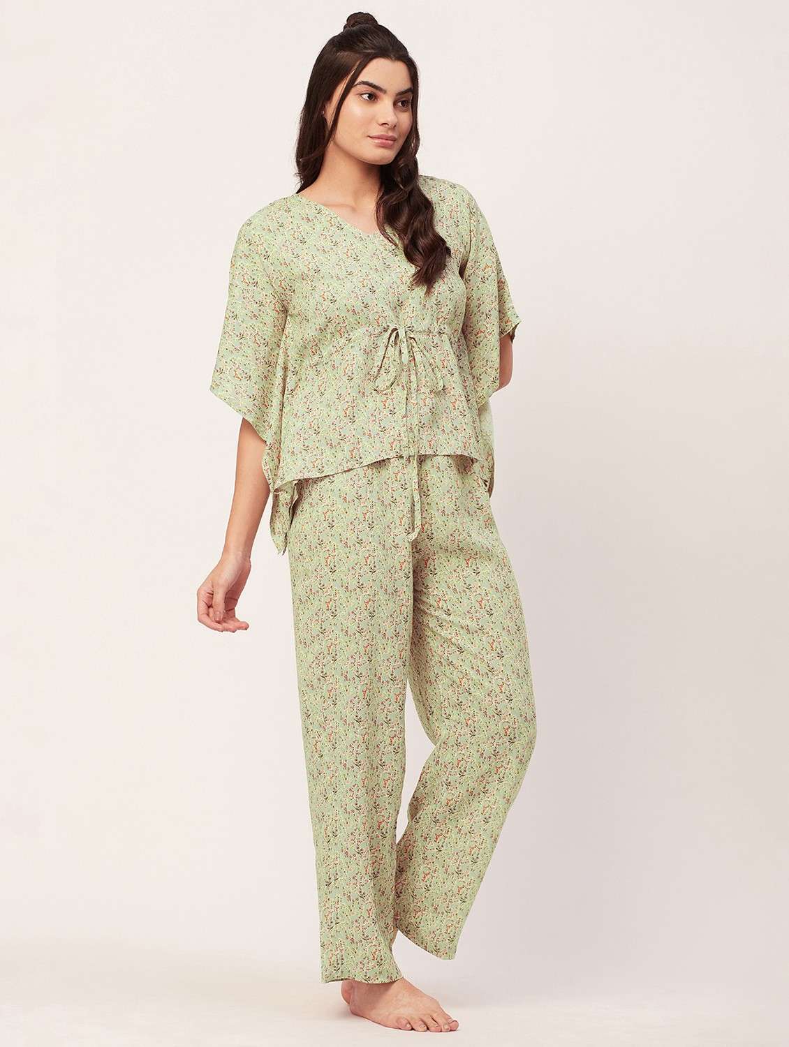 neo mint floral print pyjama nightwear set - 20475939 - Standard Image - 1