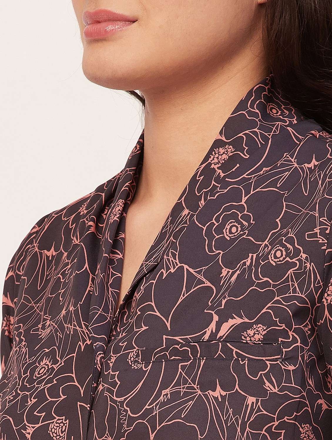 brown floral print pyjama nightwear set - 20475943 - Standard Image - 4