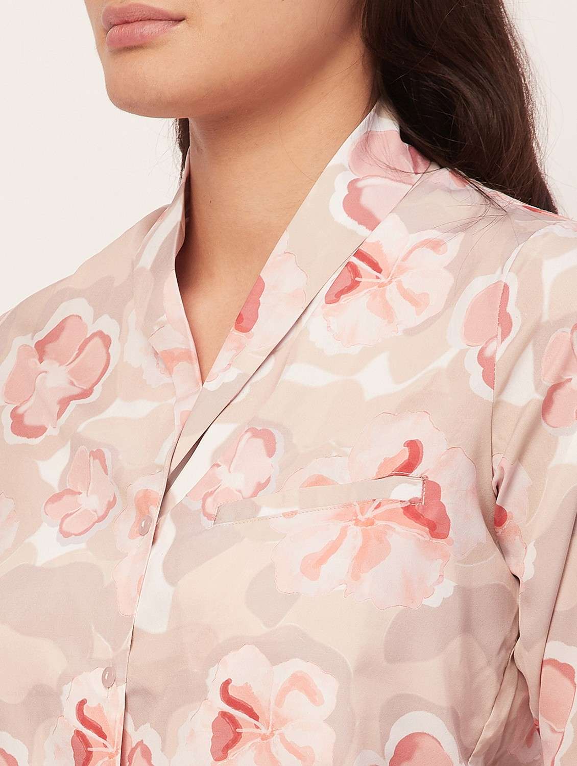 beige floral print pyjama nightwear set - 20475947 -  Standard Image - 4