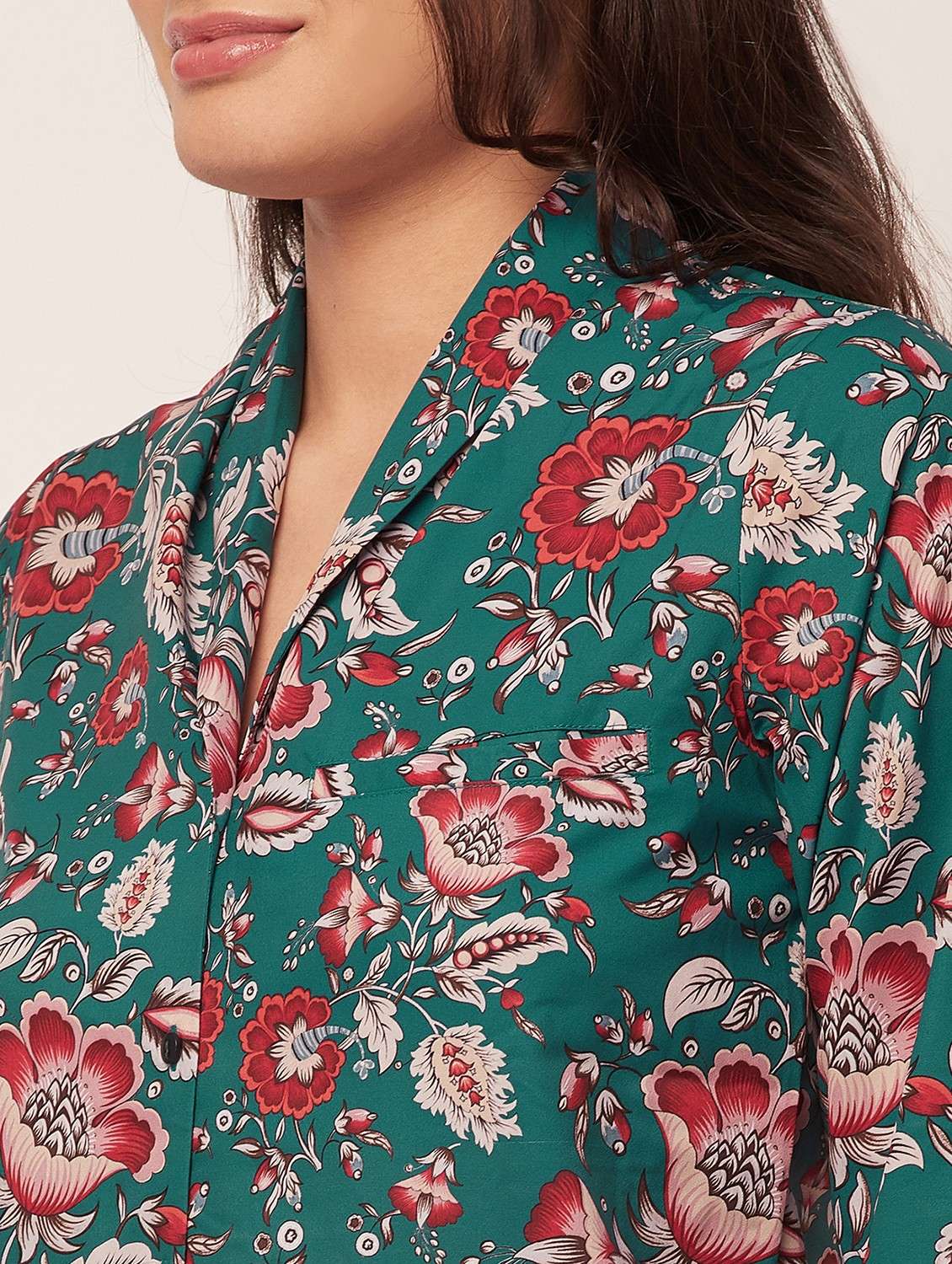 teal floral print pyjama nightwear set - 20475948 - Standard Image - 4