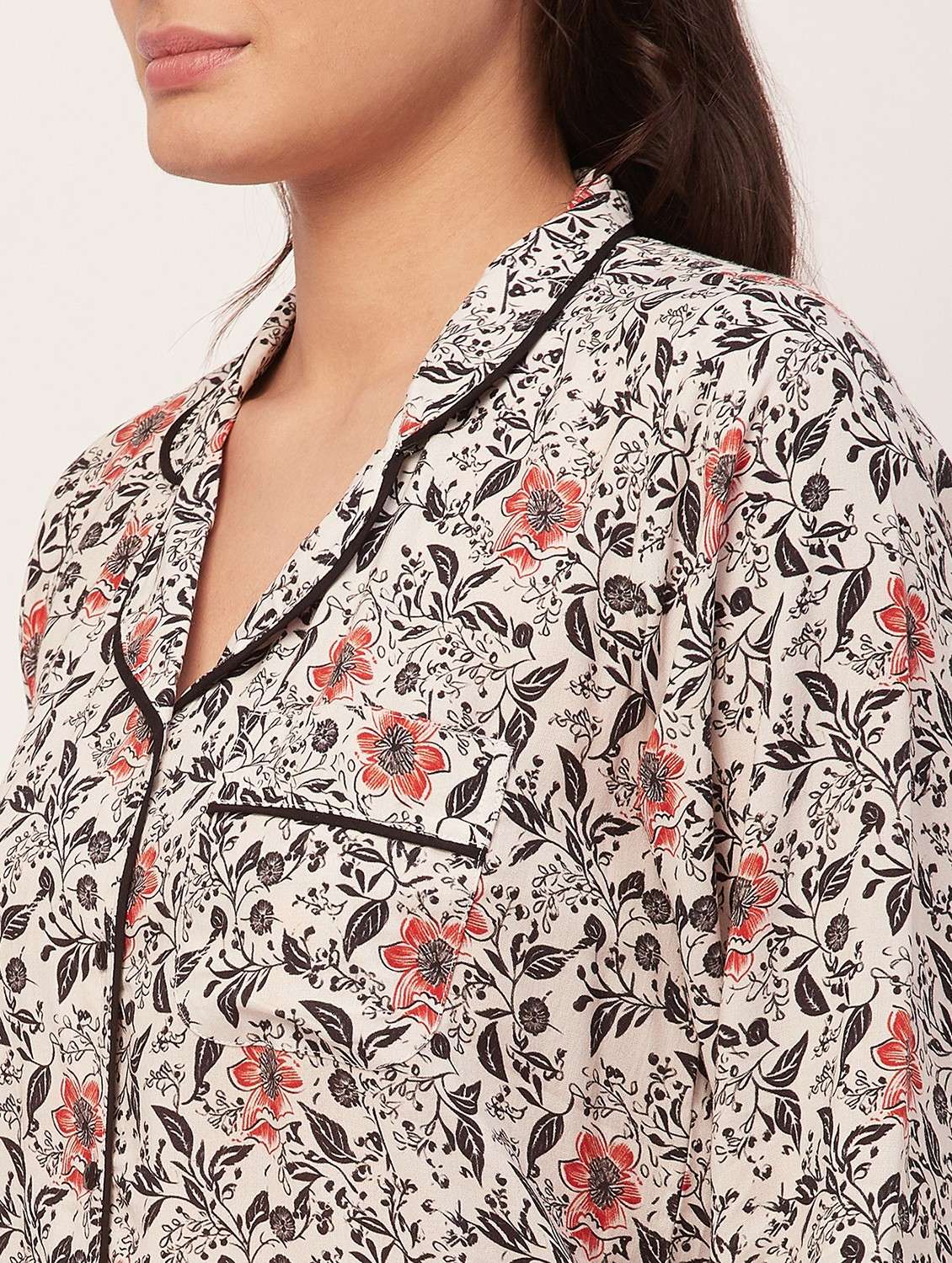 optic white floral print pyjama nightwear set - 20475976 - Standard Image - 4