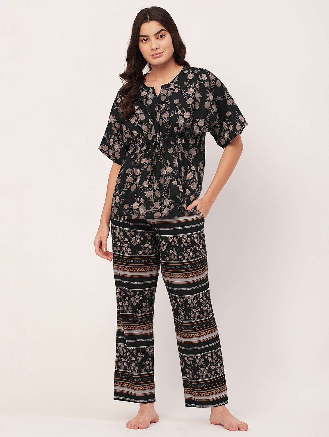 black printed pyjama nightwear set