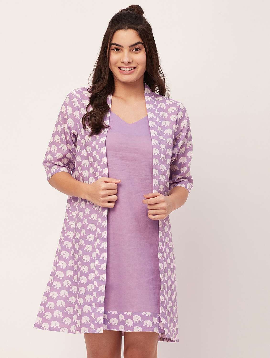 lavender animal print sleepshirt with shrug
