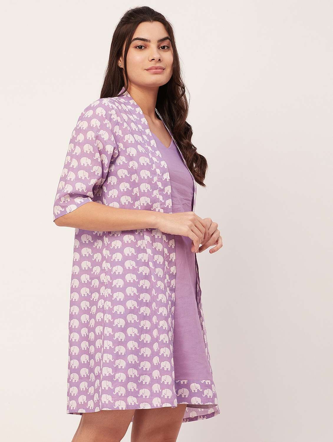 lavender animal print sleepshirt with shrug - 20476009 -  Standard Image - 1