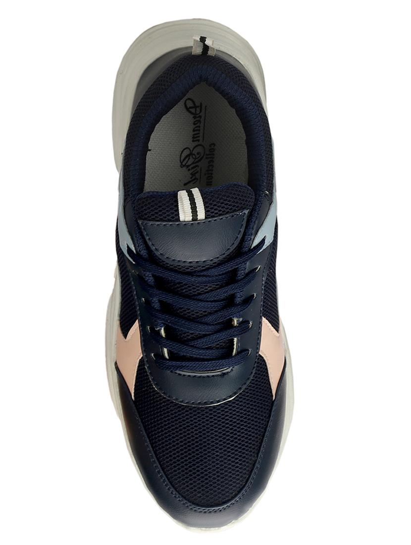 women color block navy blue lace-up sneaker - 20476379 - Standard Image - 4