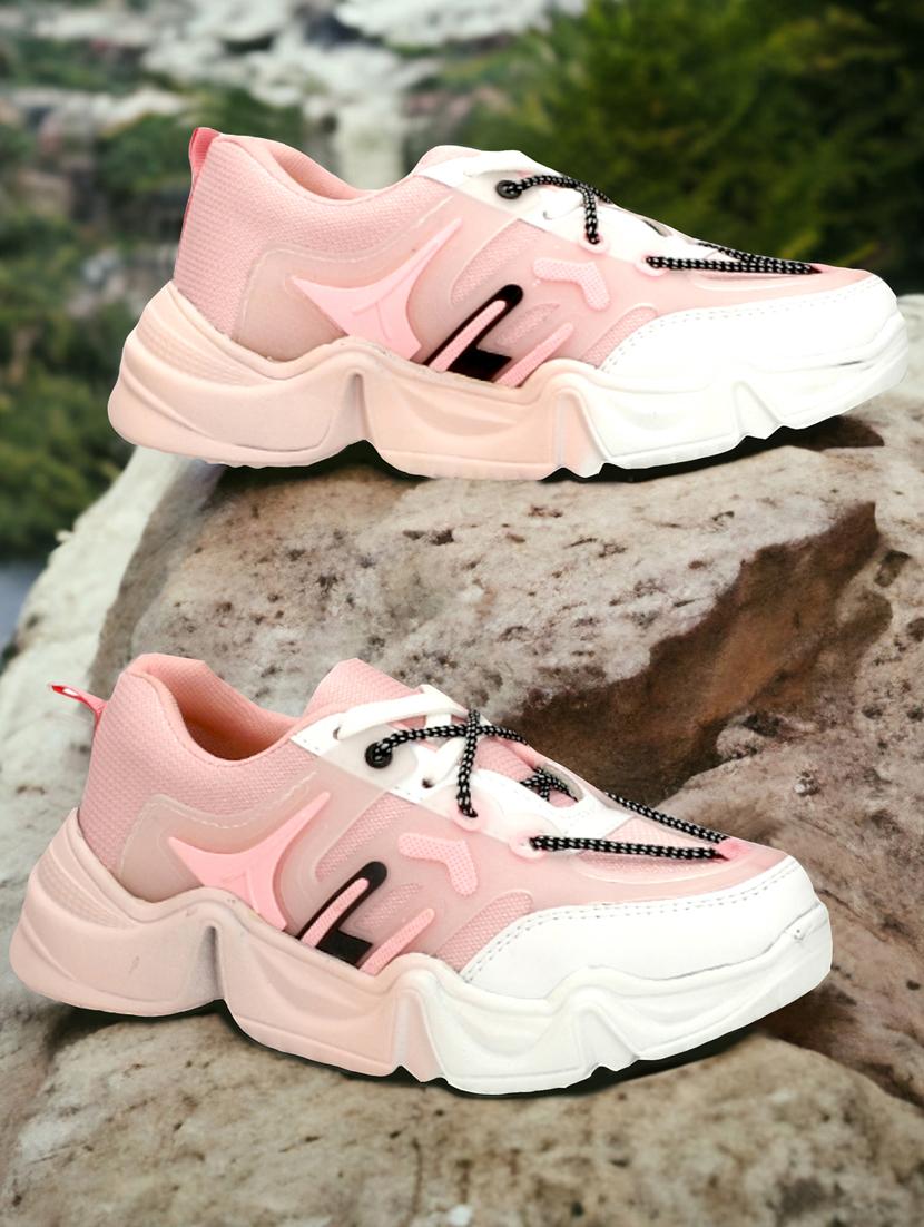 women color block pink lace-up sneaker - 20476380 - Standard Image - 1
