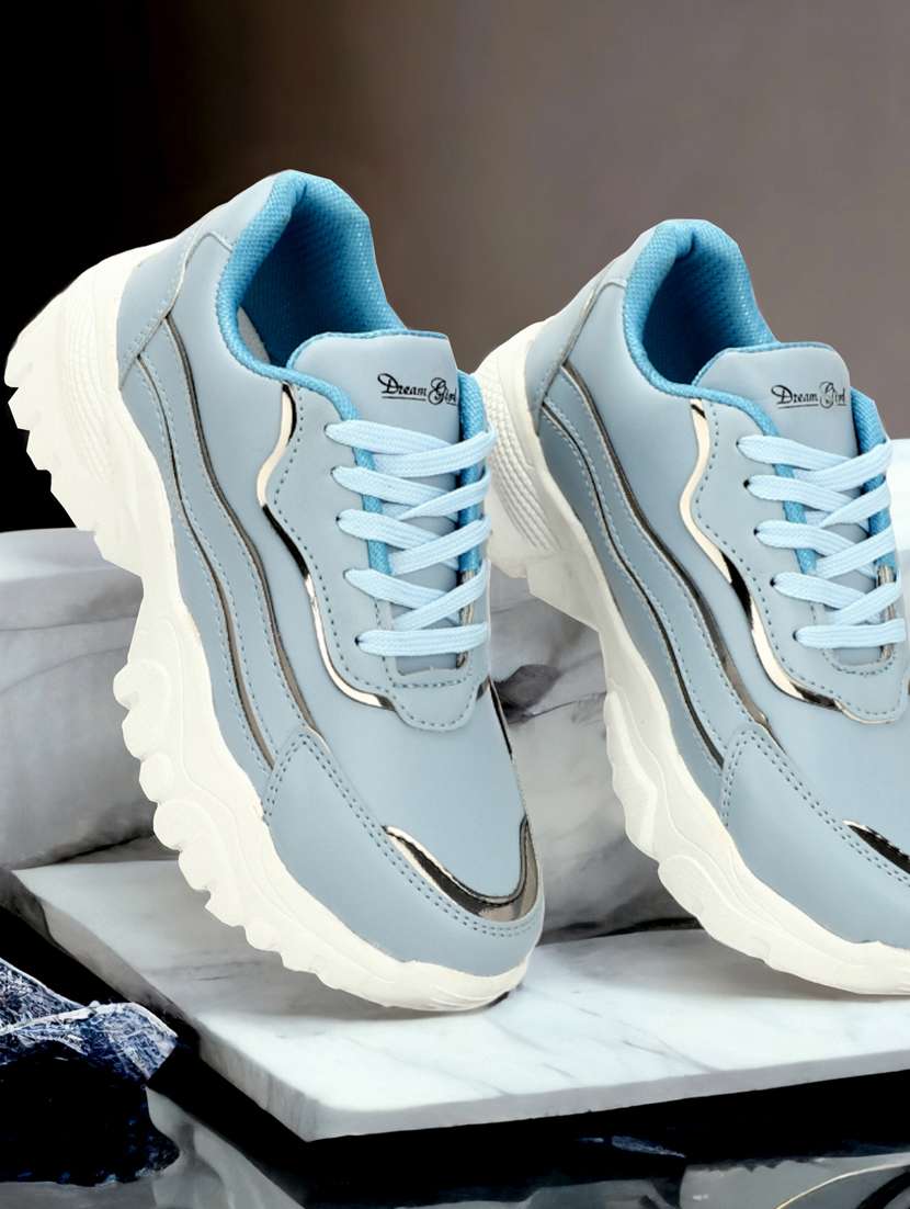 women solid purist blue lace-up sneaker - 20476383 -  Standard Image - 1