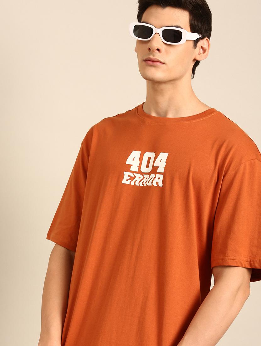 orange crew neck chest print t-shirt - 20477849 - Standard Image - 1