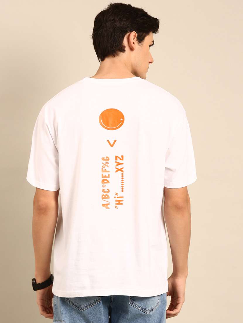 white  crew neck back print t-shirt - 20477858 -  Standard Image - 1