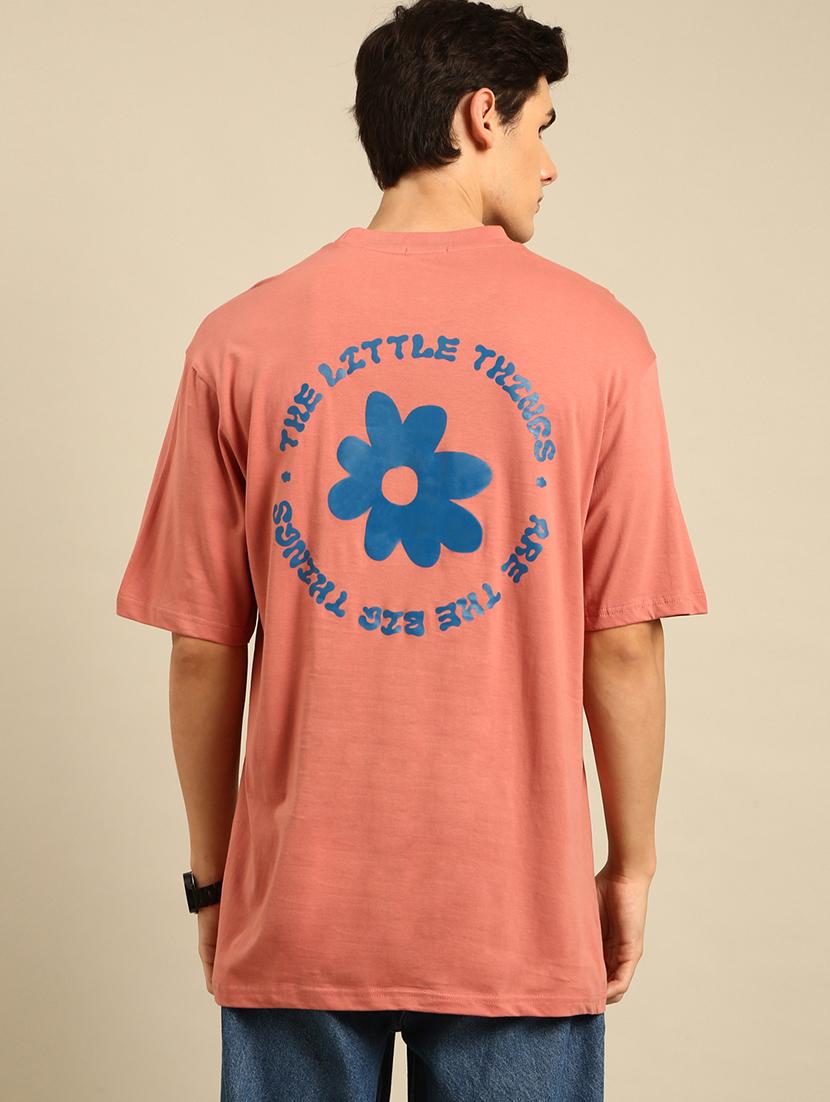 peach crew neck back print t-shirt - 20477888 - Standard Image - 1