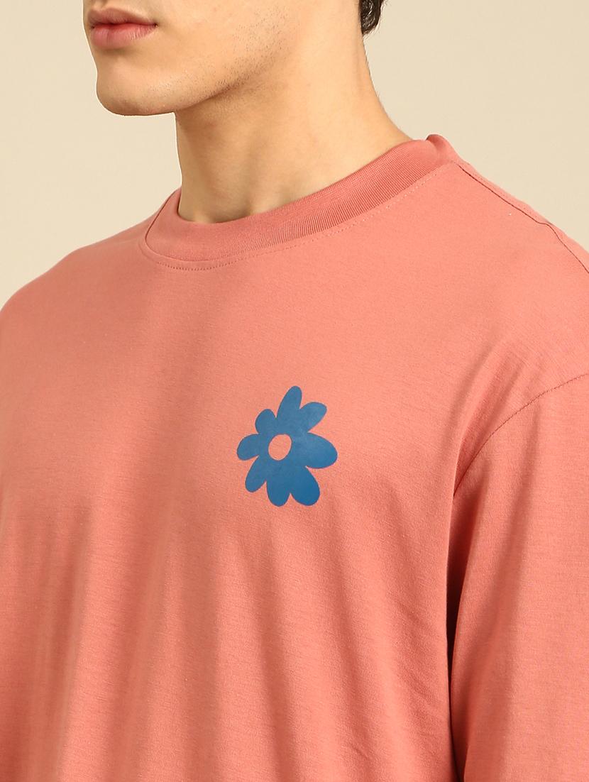 peach crew neck back print t-shirt - 20477888 - Standard Image - 4
