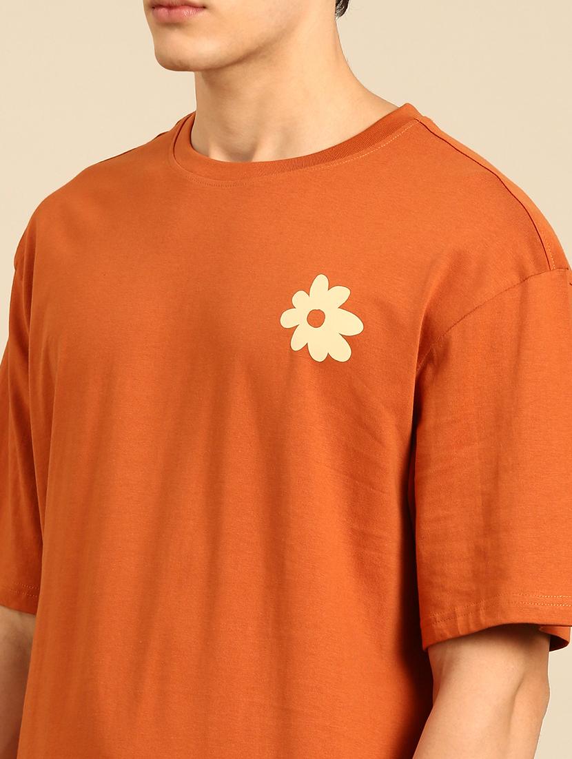 orange crew neck back print t-shirt - 20477890 - Standard Image - 4
