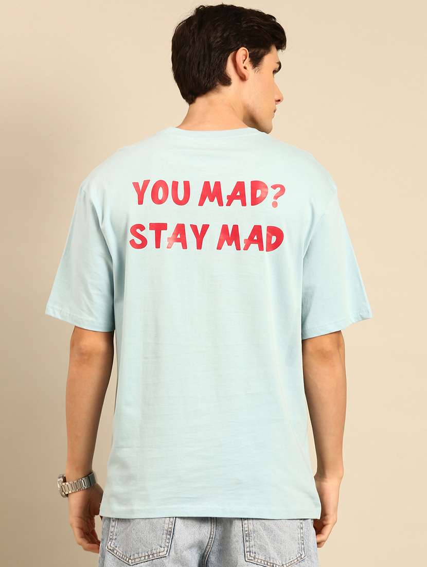 light blue crew neck back print t-shirt - 20477895 -  Standard Image - 1