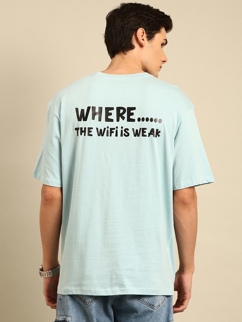 light blue crew neck back print t-shirt - 20477899 - Standard Image - 1