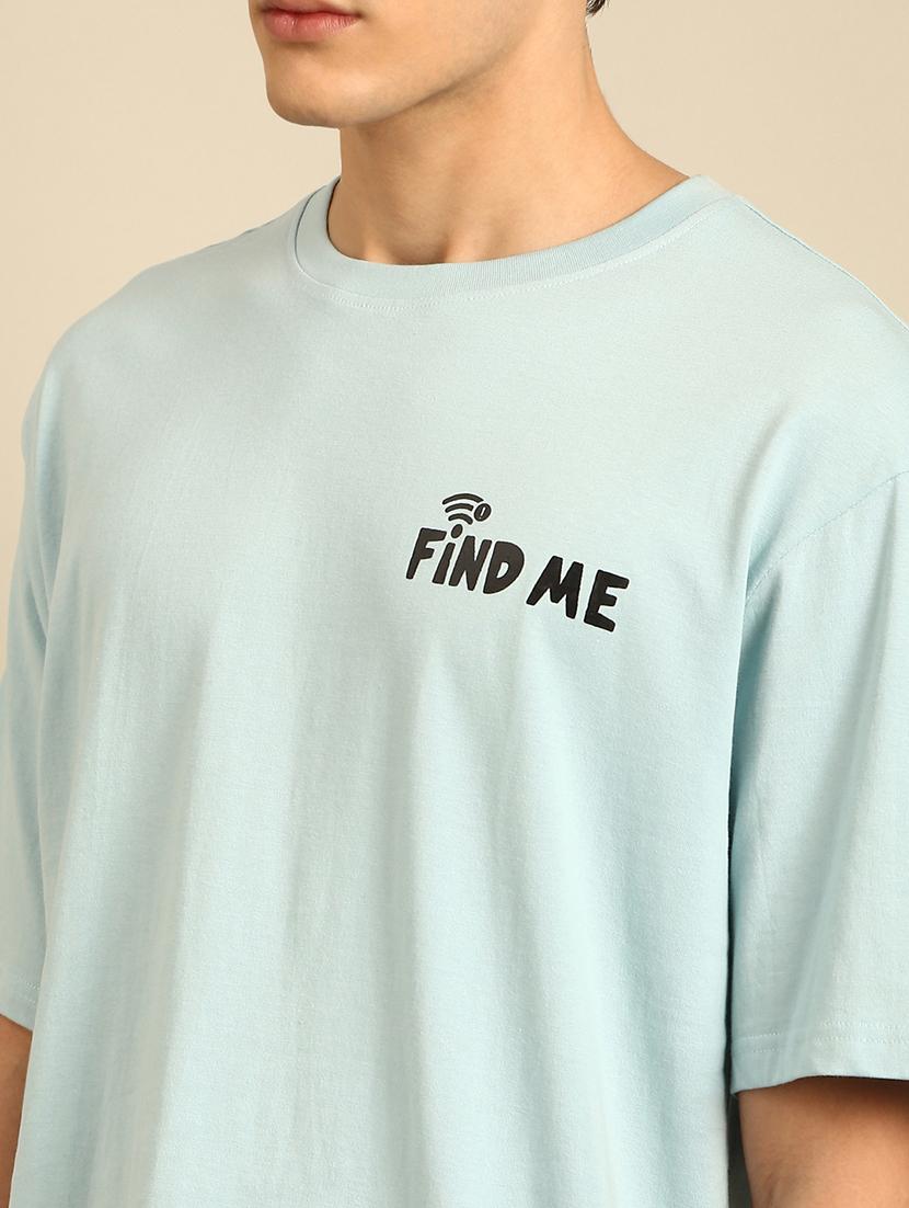 light blue crew neck back print t-shirt - 20477899 - Standard Image - 4