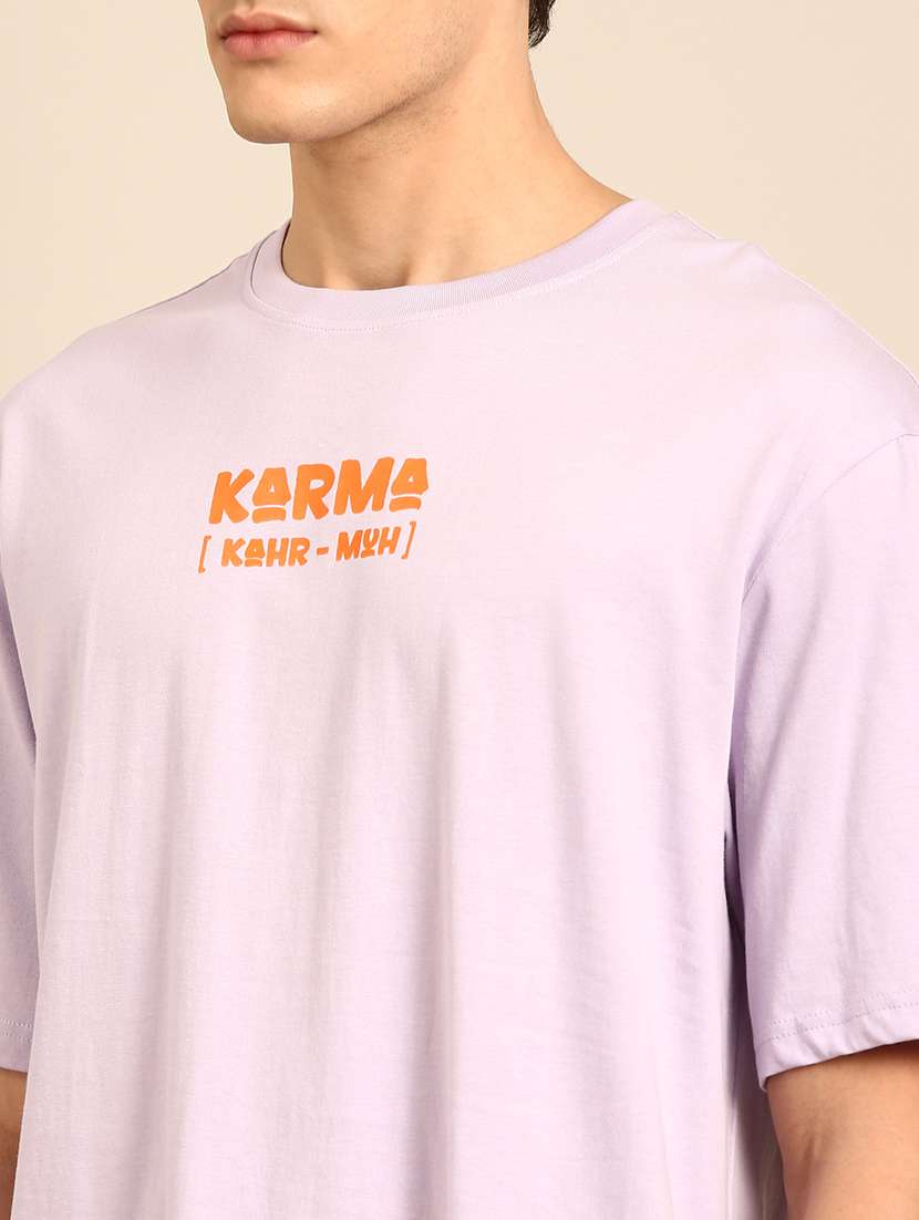 lavender crew neck chest print t-shirt - 20477906 -  Standard Image - 4