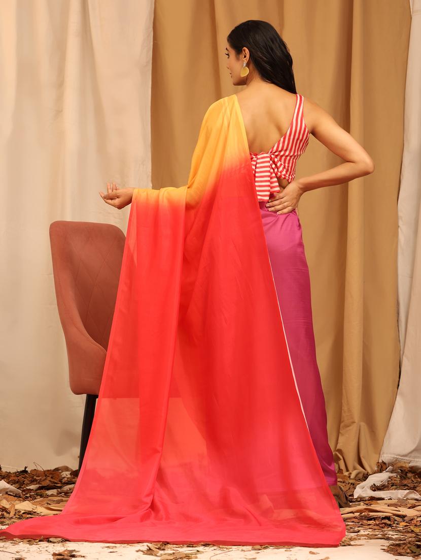 women's ombre multi colored saree - 20477934 - Standard Image - 4