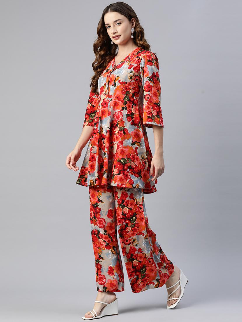 women multi color crepe top and trouser co-ord set - 20477946 -  Standard Image - 1