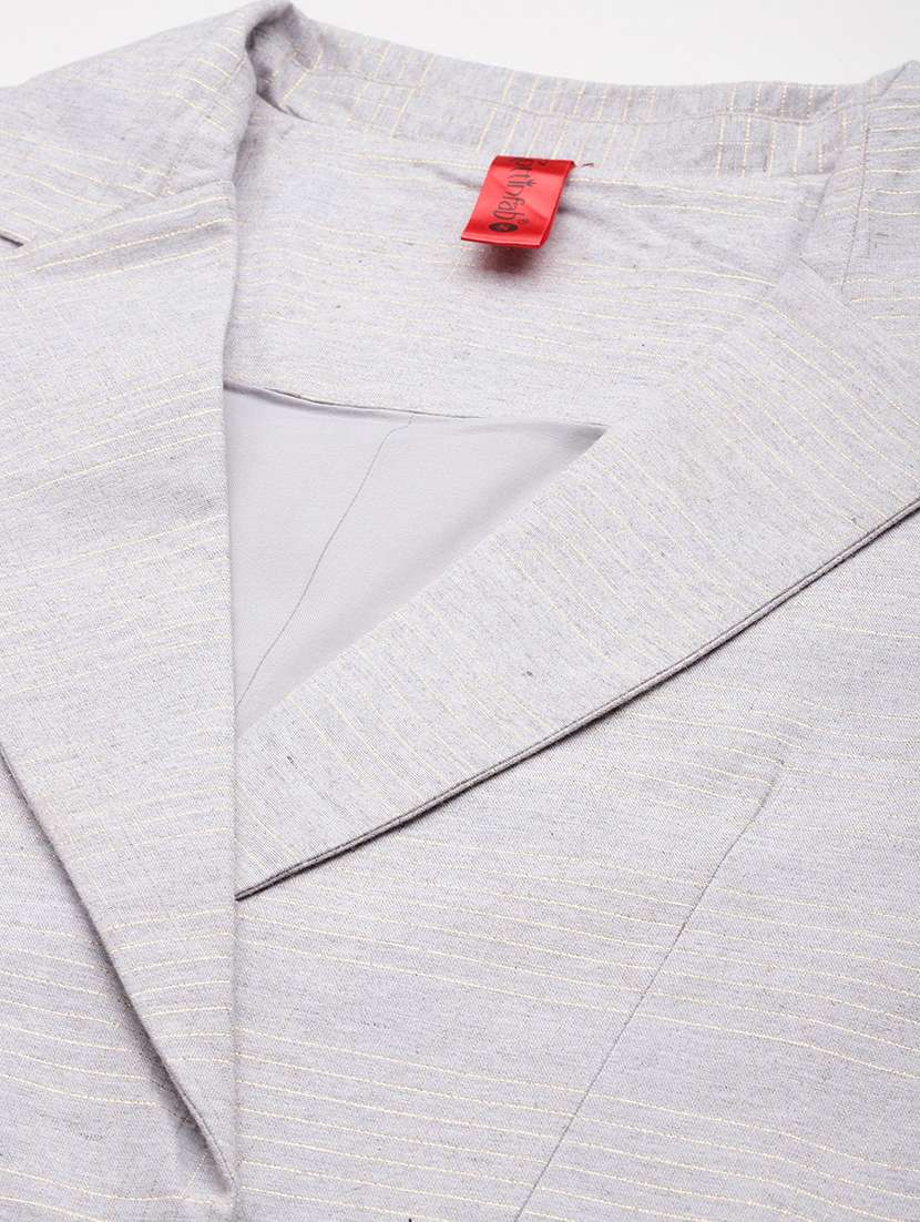 women grey cotton blazer and trousers co-ord set - 20477947 -  Standard Image - 4