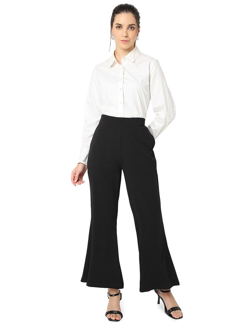 black solid flat front trouser - 20477956 - Standard Image - 4