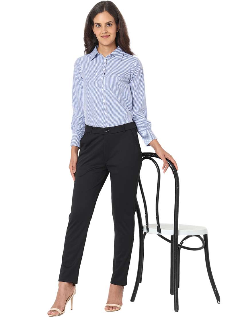 black solid flat front trouser - 20477958 -  Standard Image - 4
