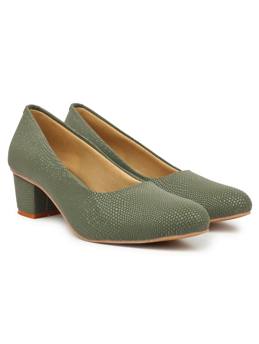 women textured olive slip on pump - 20477977 - Standard Image - 1