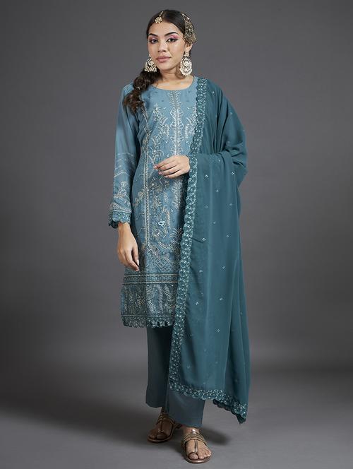 women embroidered unstitched suit set - 20478106 - Standard Image - 0