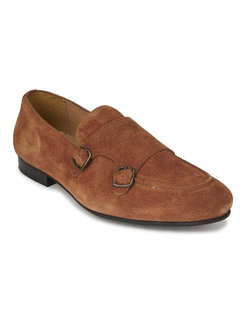 men solid tan suede slip on monk strap - 20478152 - Zoom Image - 0