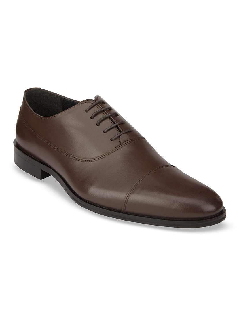 men solid taupe lace-up oxfords