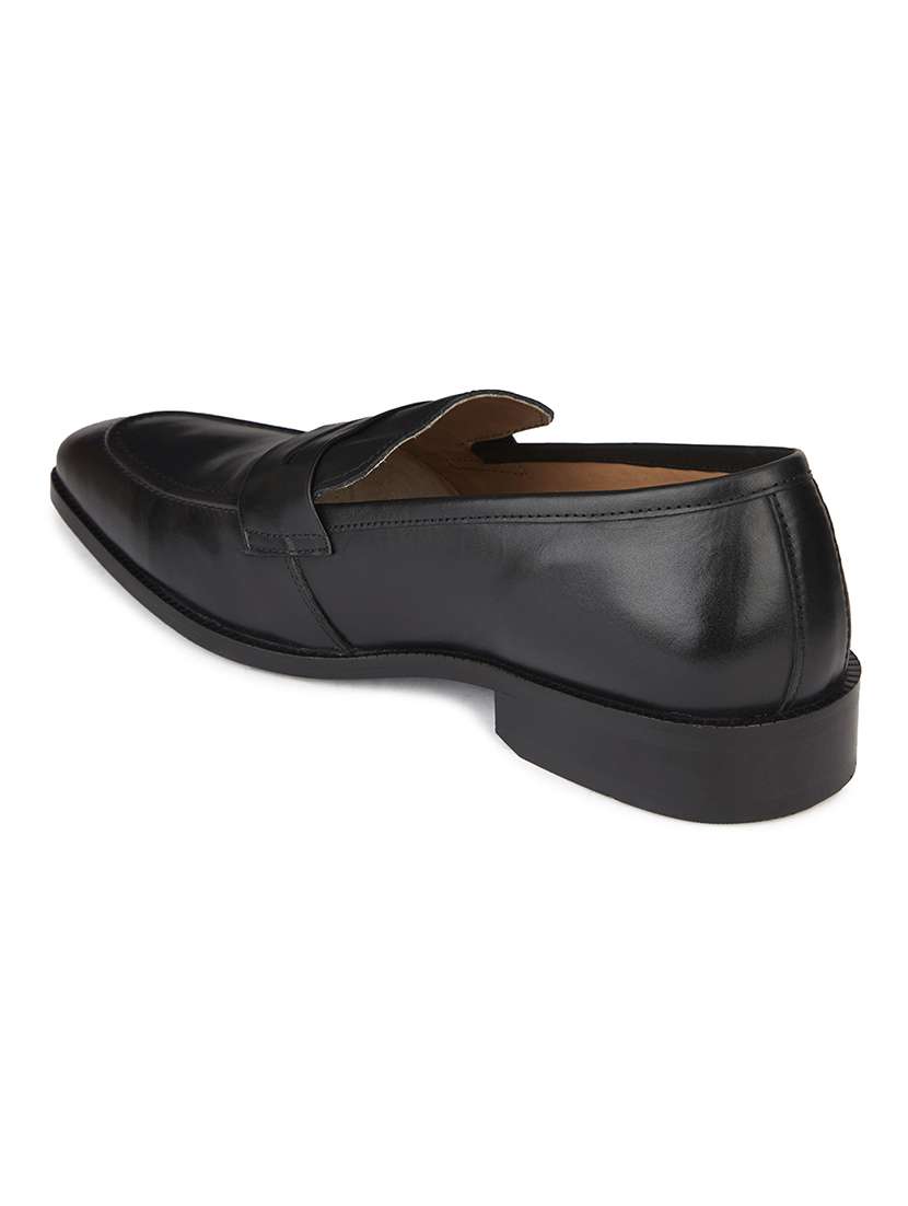 men solid black slip on moccasin - 20478167 -  Standard Image - 4