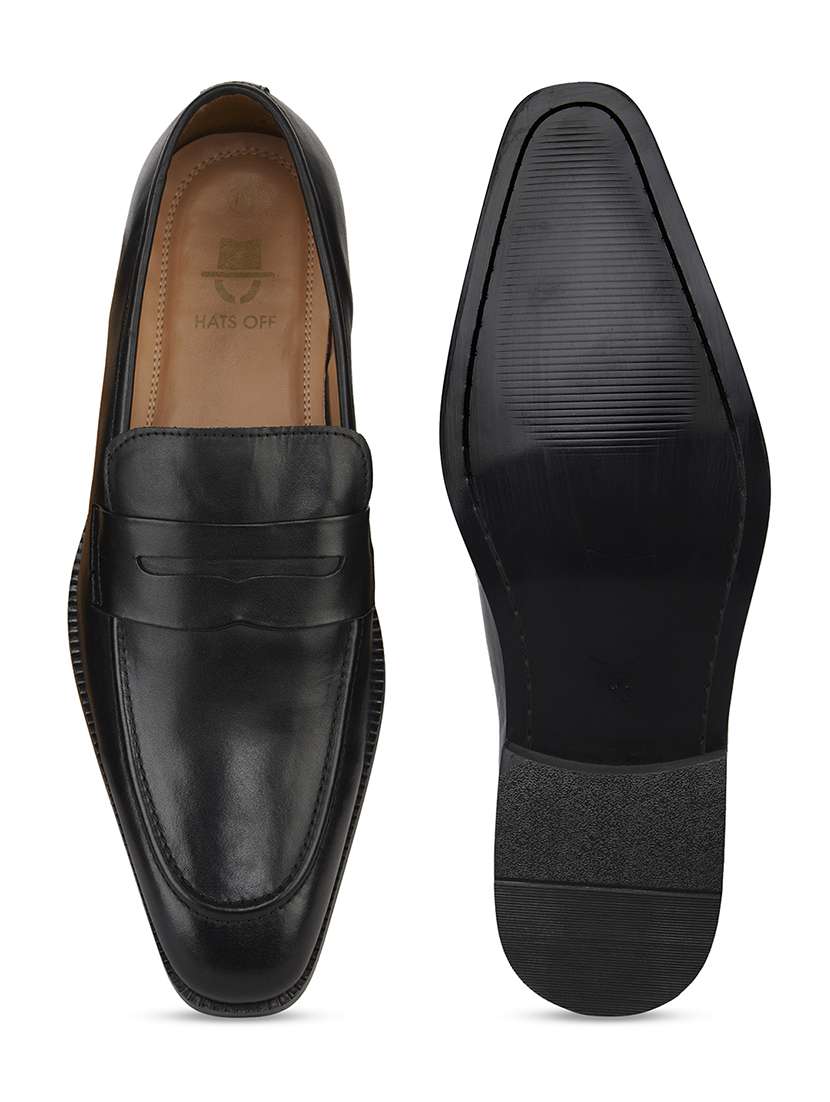 men solid black slip on moccasin - 20478167 -  Standard Image - 6