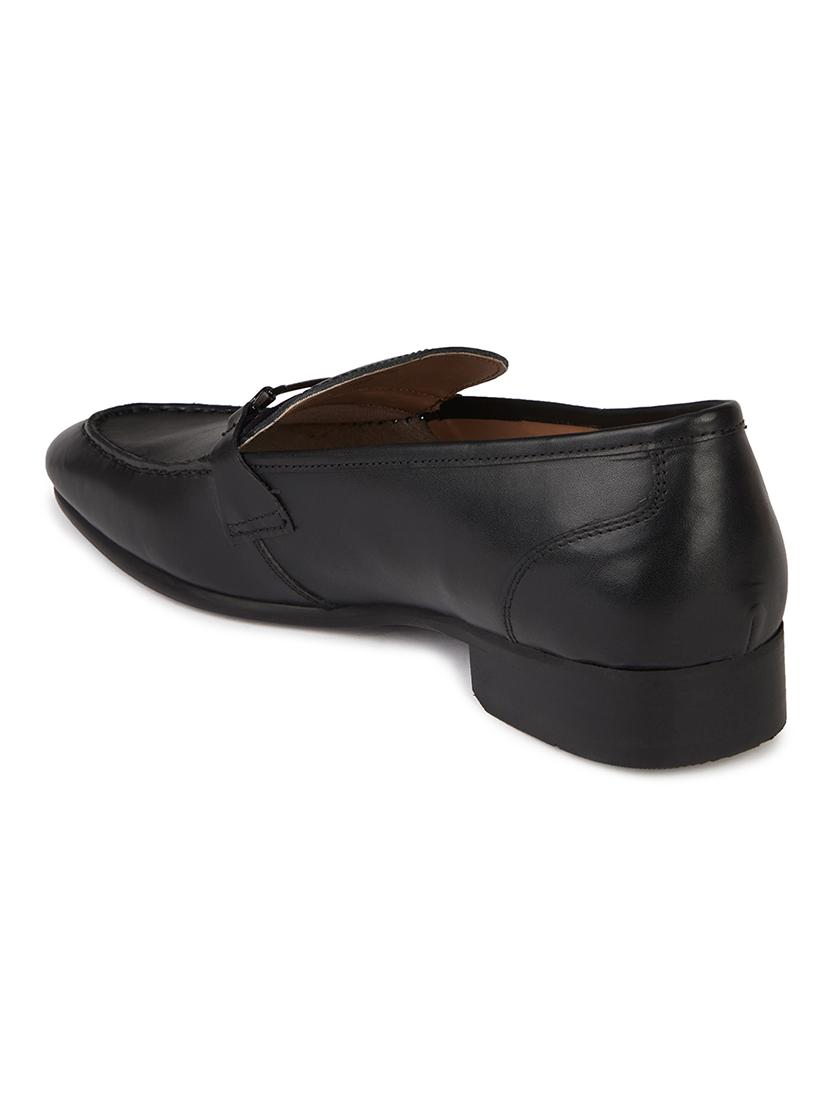 men solid black slip on moccasin - 20478170 - Standard Image - 4